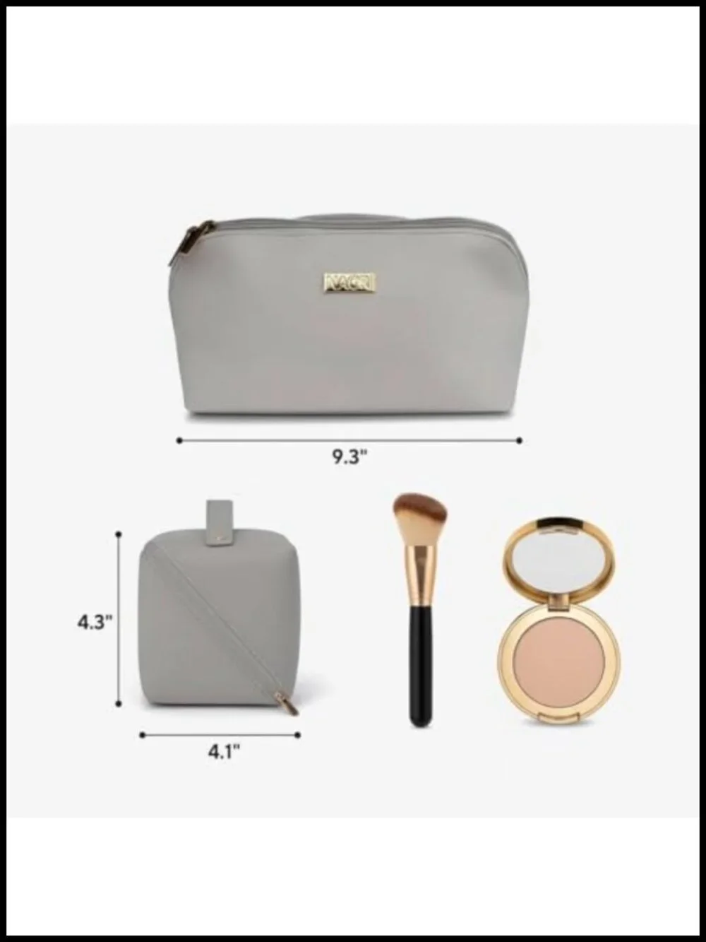 NAORI Travel Makeup Bag for Women - Large Luxury Cosmetic Organizer with Handle
